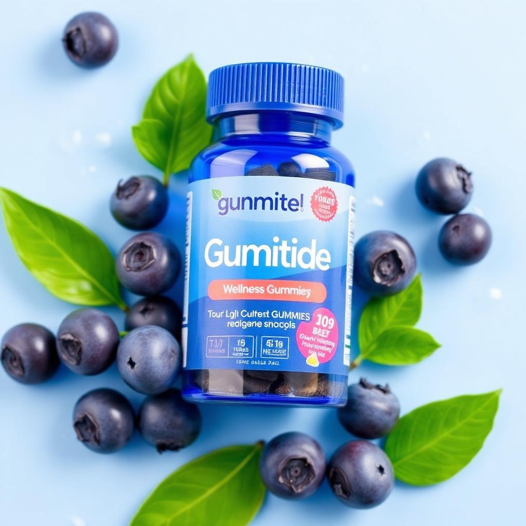 Gumitide Gummies bottle with blueberries